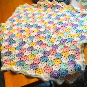 Vintage baby handcrafted crocheted Afghan.